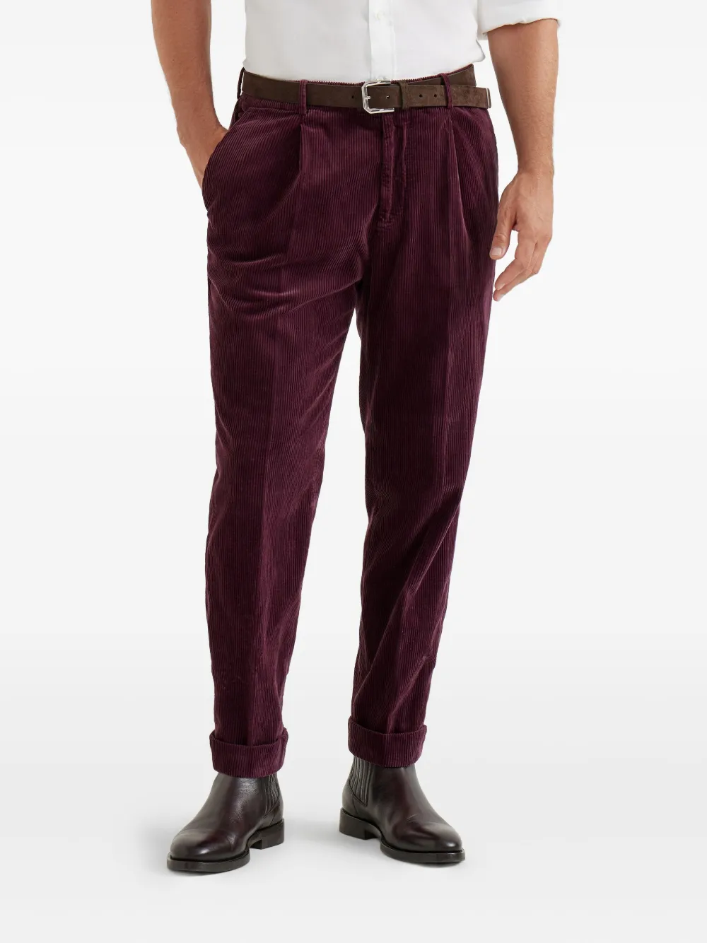 Brunello Cucinelli Ribfluwelen broek Paars