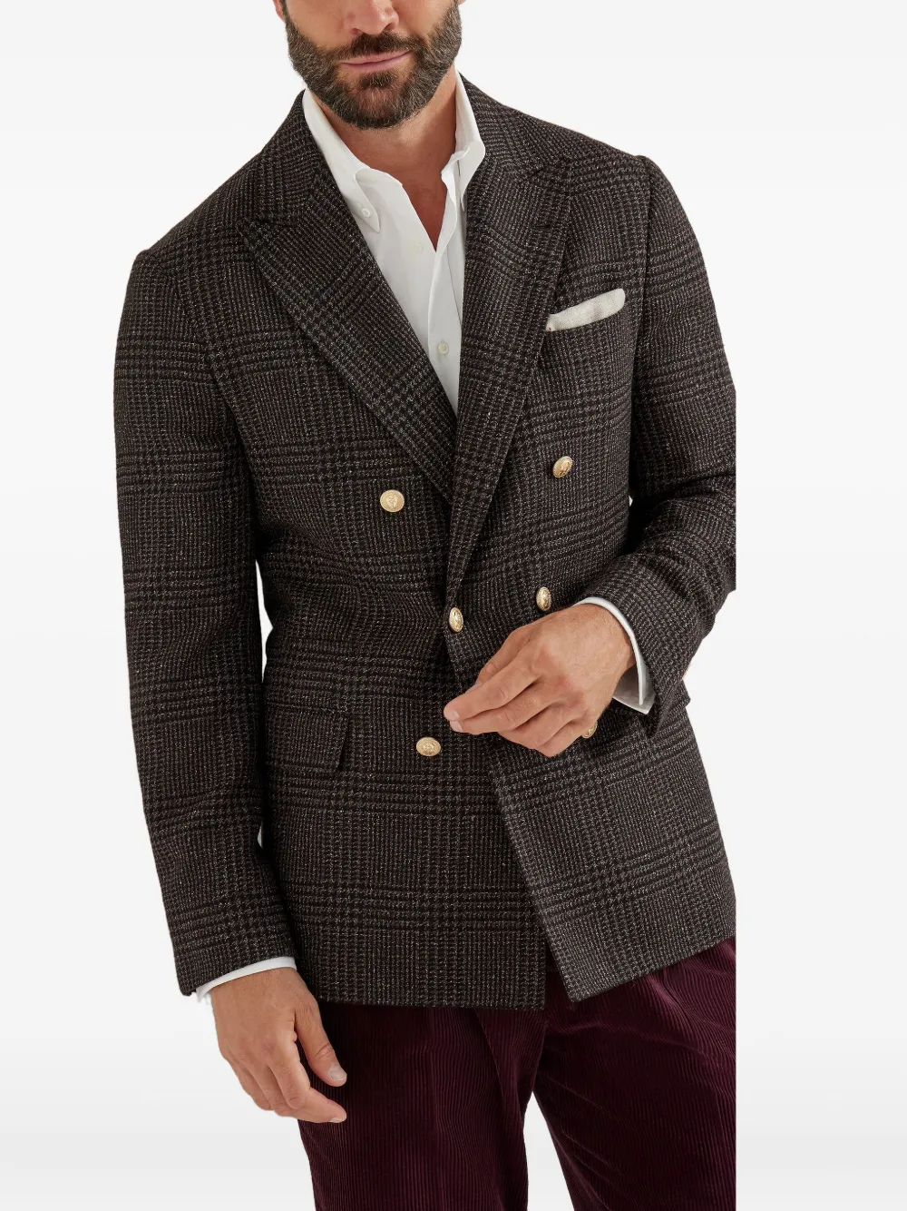 Brunello Cucinelli Blazer met dubbele rij knopen Bruin