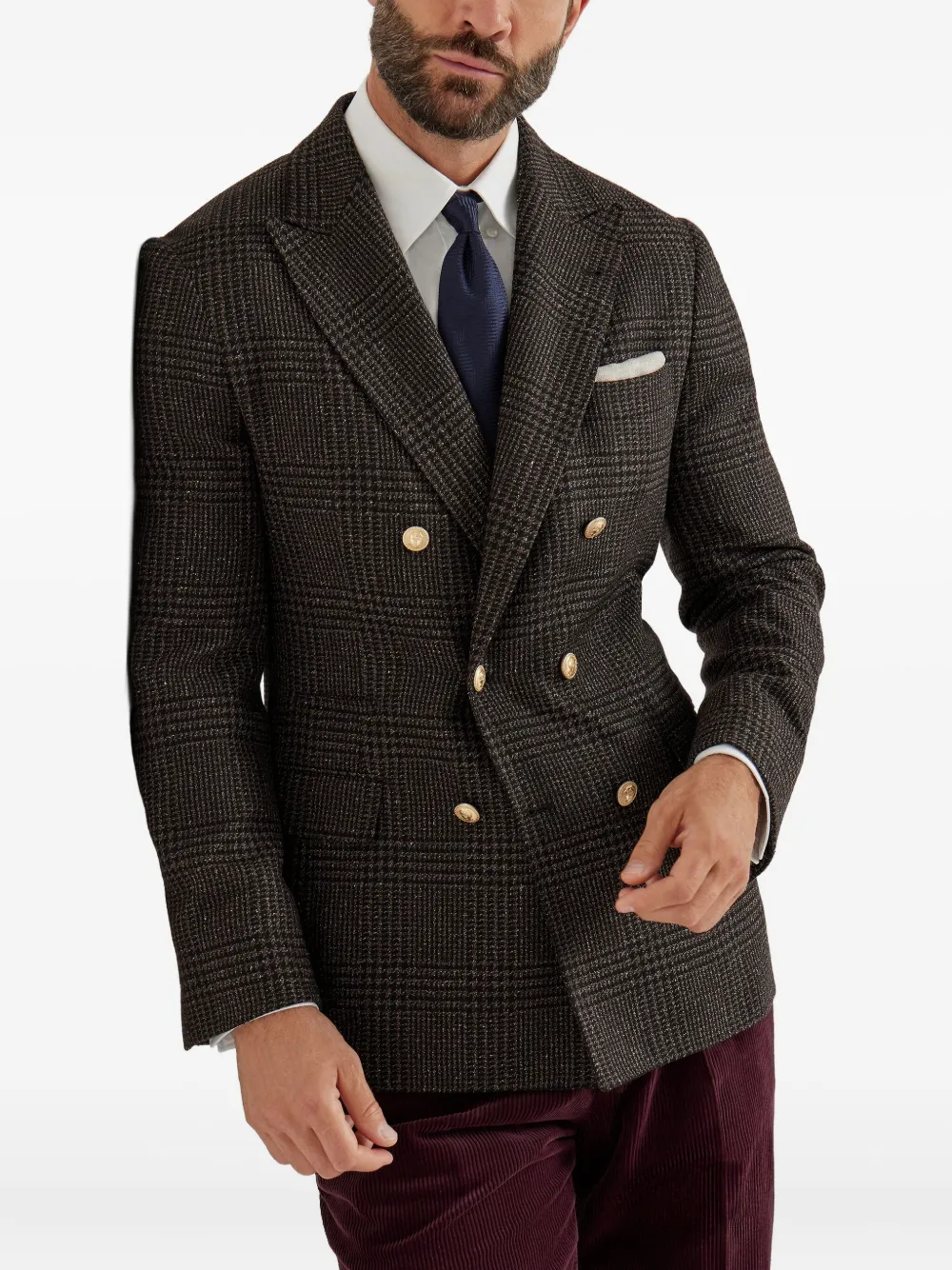 Brunello Cucinelli Blazer met dubbele rij knopen Bruin