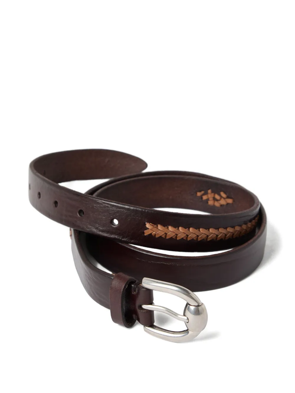 Brunello Cucinelli Riem met gevlochten detail - Bruin