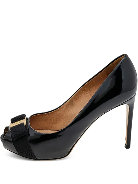 Ferragamo Pre-Owned 100mm peep-toe patent pumps