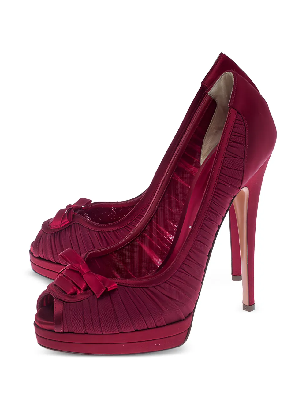 Casadei 140 mm geplooide pumps met strikdetail - Rood