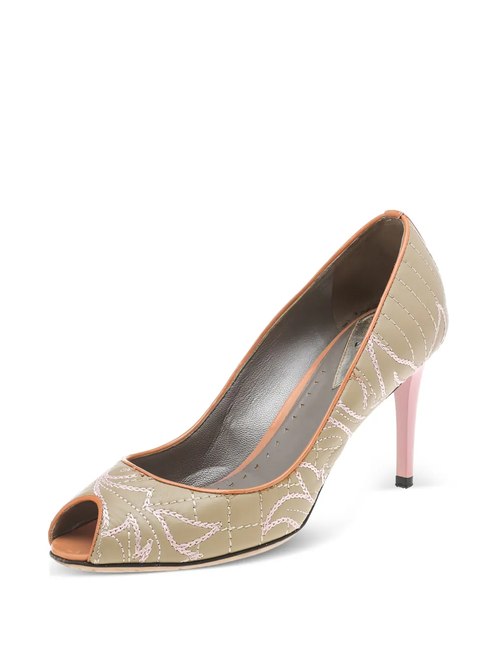 Versace Pre-Owned 85 mm gewatteerde pumps met open neus - Groen