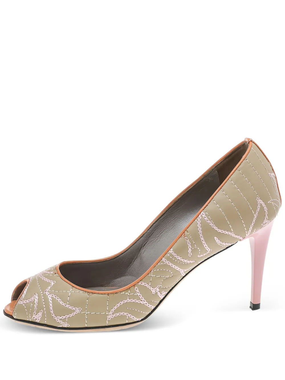 Pre-owned Versace 85mm Quilted Peep-toe Pumps
