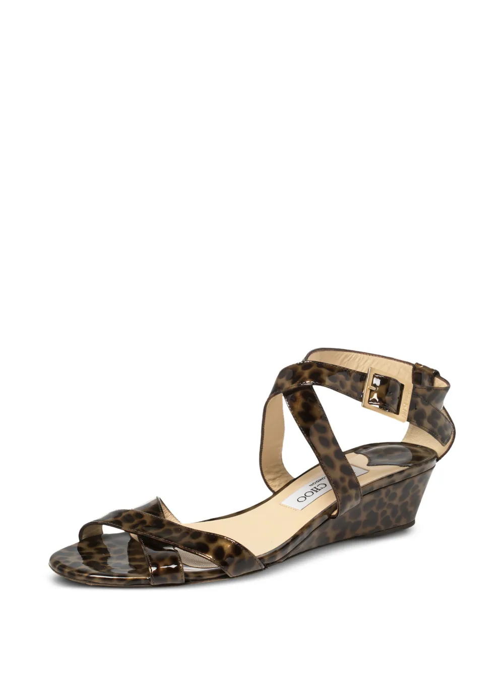 Jimmy Choo Pre-Owned 35mm leopard-print patent-leather sandals | Heeled Sandals | Image 2