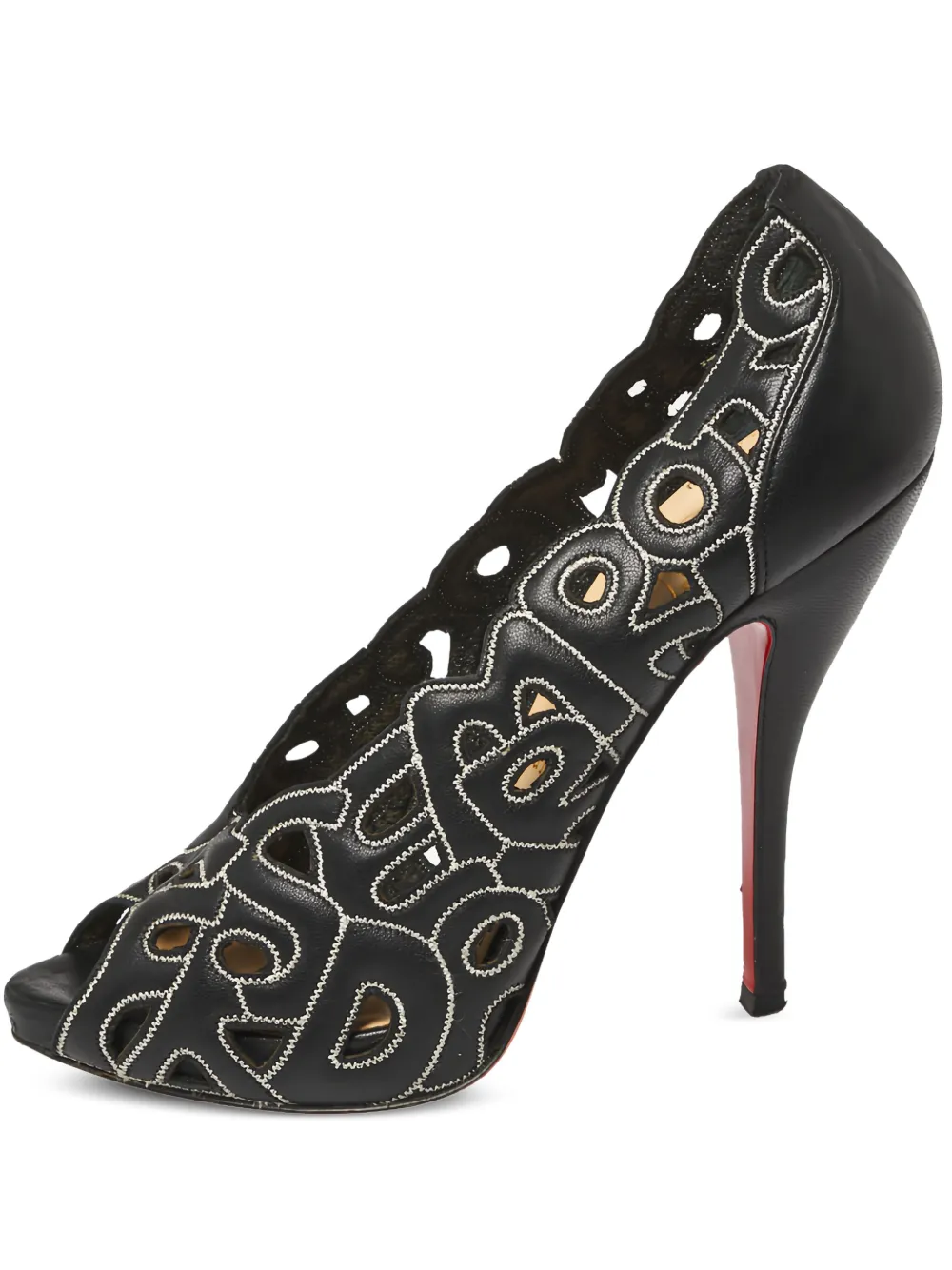 Christian Louboutin Pre-Owned カットアウト パンプス 120mm - ブラック Christian Louboutin Pre-Owned カットアウト パンプス 120mm - ブラック