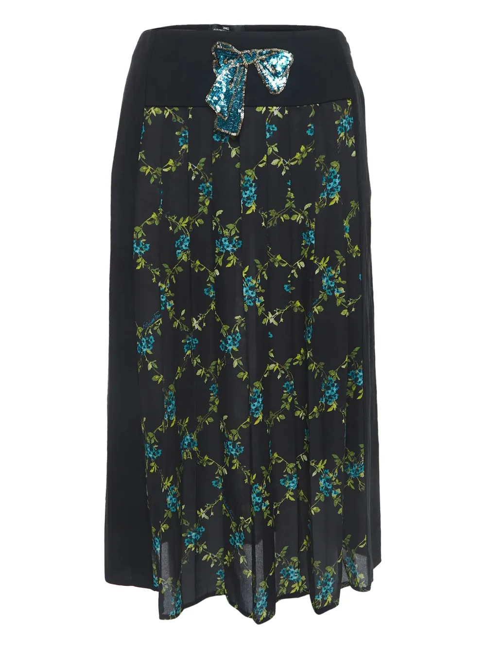 Elisabetta Franchi jupe plissée à fleurs | noir | Image 1