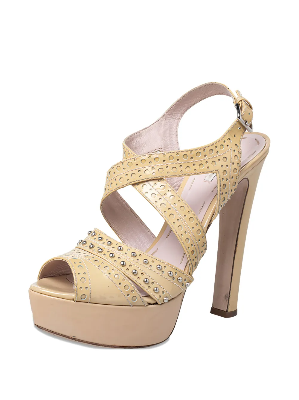 Miu Miu Pre-Owned 2023 145 mm lakleren sandalen met plateauzool - Beige