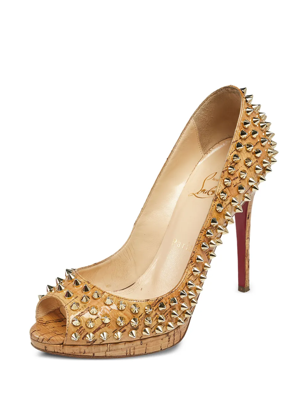 Christian Louboutin Pre-Owned 100 mm Yolanda pumps met puntige neus en spikes - Beige