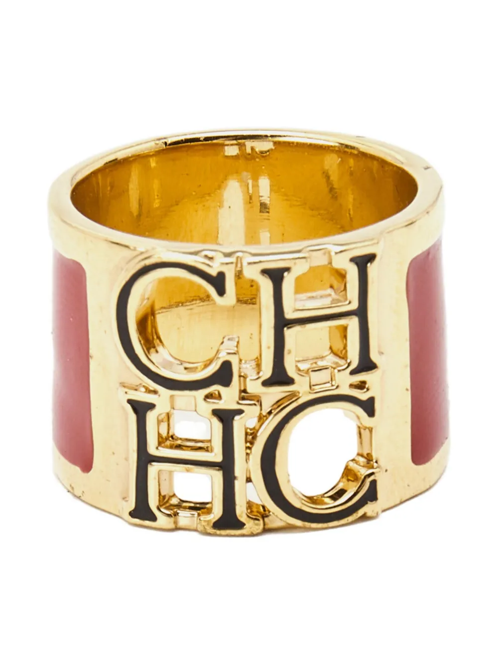 Carolina Herrera Vintage pre-owned CH wide band ring - Oro