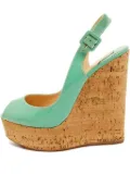 Christian Louboutin Pre-Owned Une Plume patent-leather cork-wedge sandals - Green