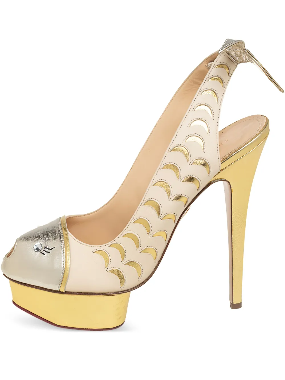 Pre-owned Charlotte Olympia  150mm Peep-toe Platform Slingback Heels