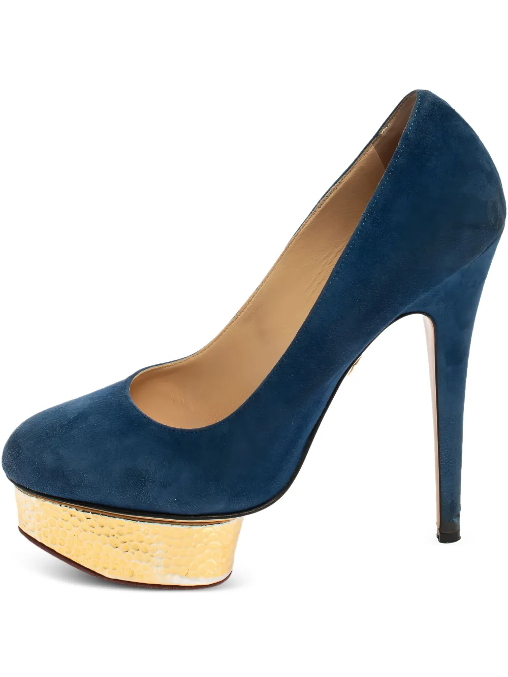 Pre-owned Charlotte Olympia 140mm Dolly Suede Platform Pumps