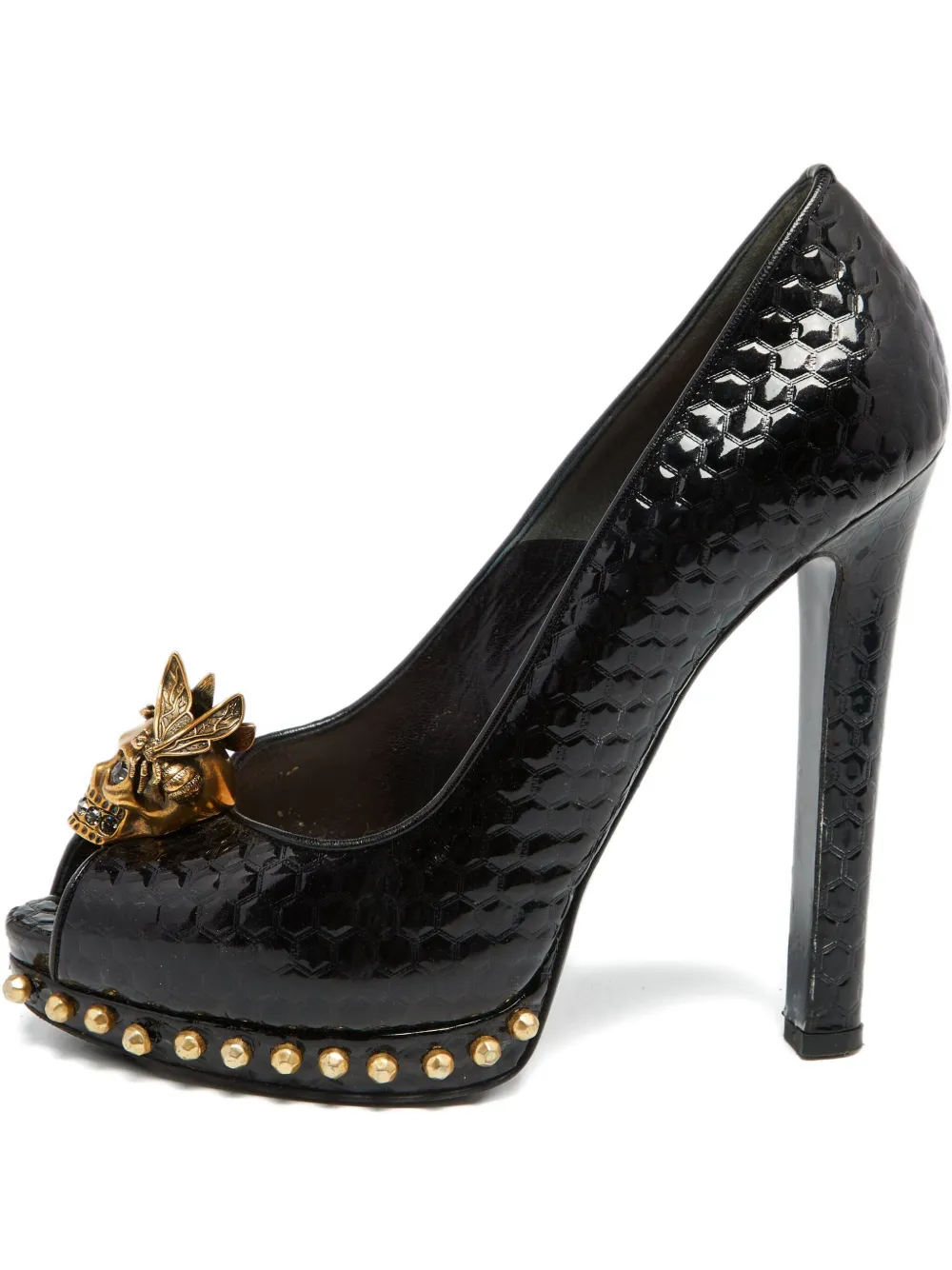 140mm leather heeled pumps