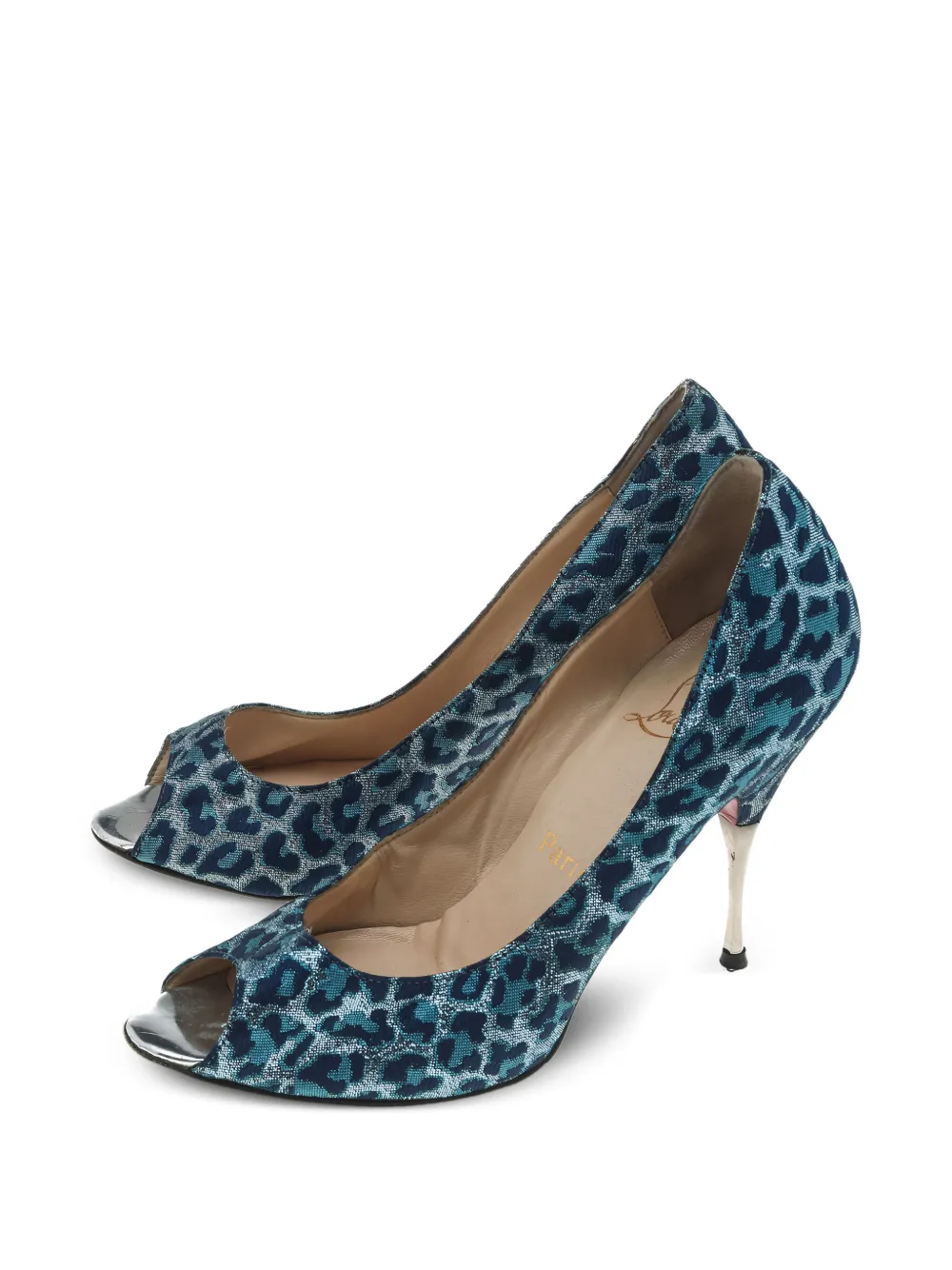 Christian Louboutin Pre-Owned 100 mm pumps met luipaardprint - Blauw