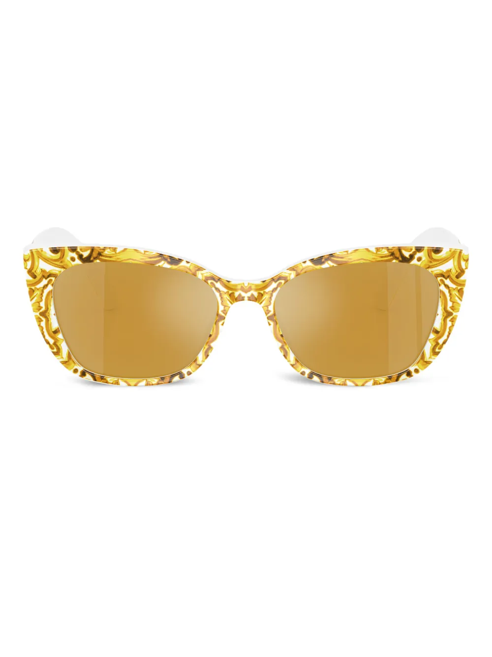 Dolce & Gabbana Eyewear baroque-print cat-eye sunglasses - イエロー Dolce & Gabbana Eyewear baroque-print cat-eye sunglasses - イエロー