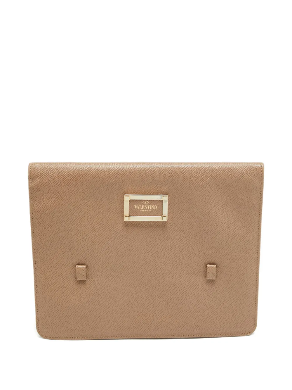 Pre-owned Valentino Garavani Leather Logo-plaque Clutch Bag