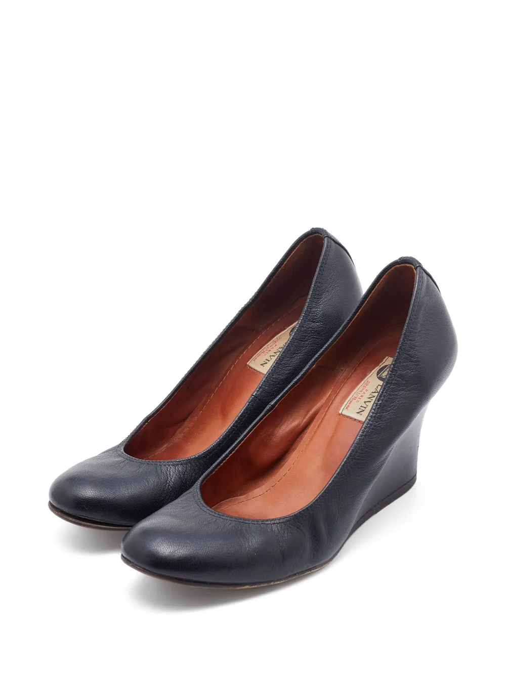 Lanvin Pre-Owned 80 mm leren pumps met sleehak - Zwart