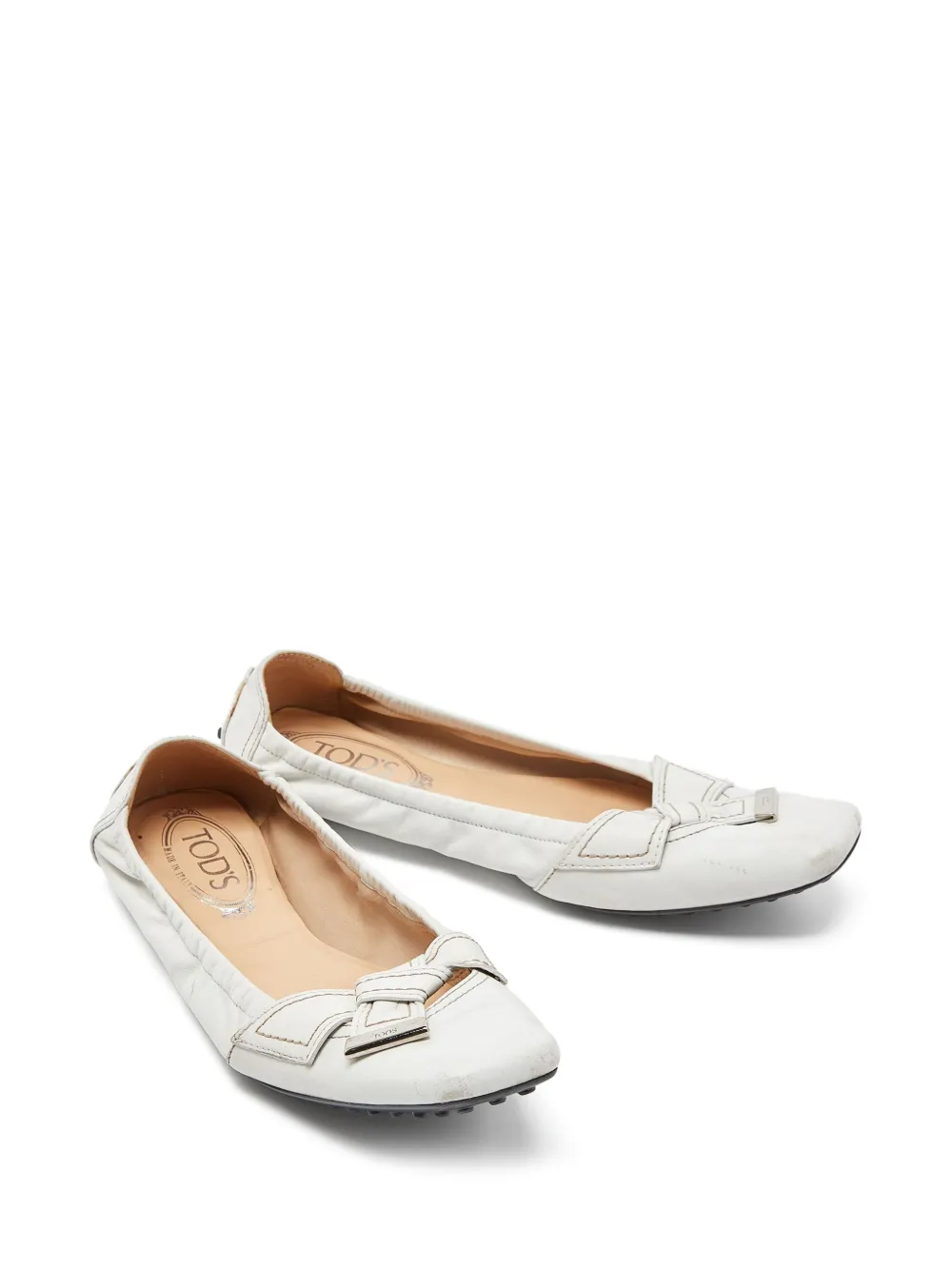 Tod's Vintage Pre-owned Bubble ballerina's met strikdetail - Wit