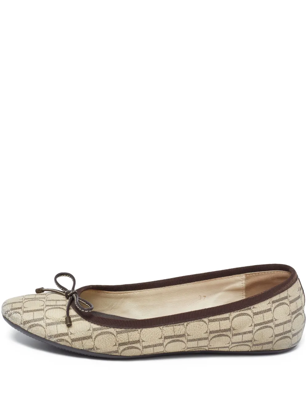 pre-owned logo-print ballet flats