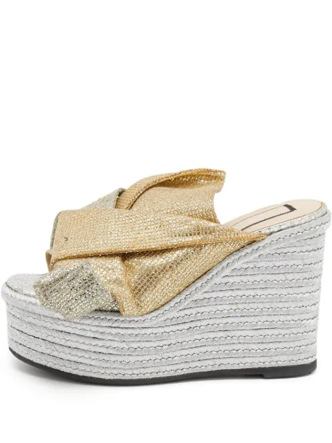 Nº21 pre-owned 110mm metallic-effect wedge sandals