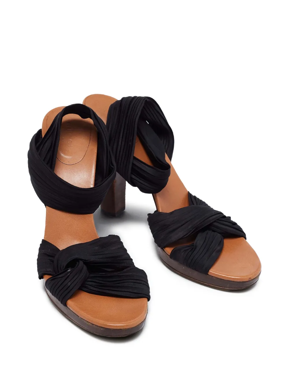 Gucci Pre-Owned 125 mm geplooide sandalen - Zwart
