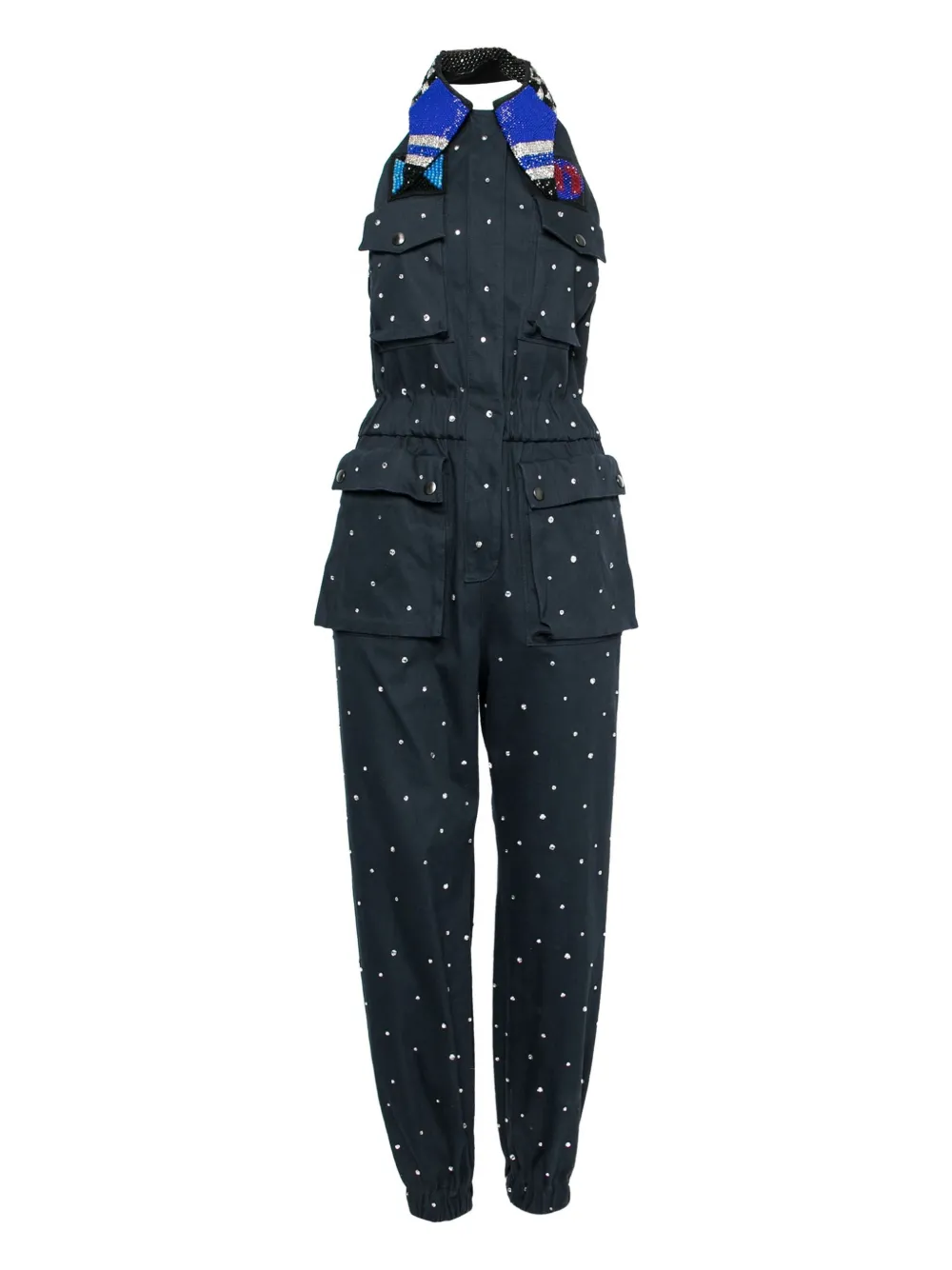 Miu Miu Pre-Owned 2017 bead-embellishment jumpsuit | Blue | Image 1