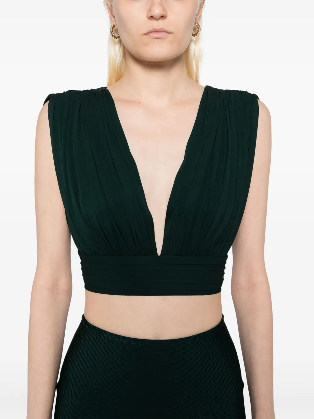 Herve L. Leroux Top met ruches Groen