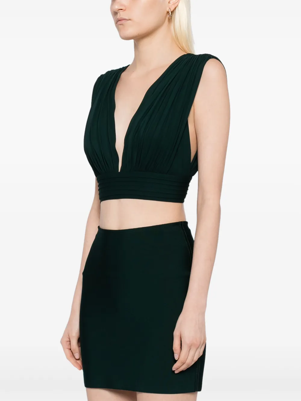 Herve L. Leroux Top met ruches Groen