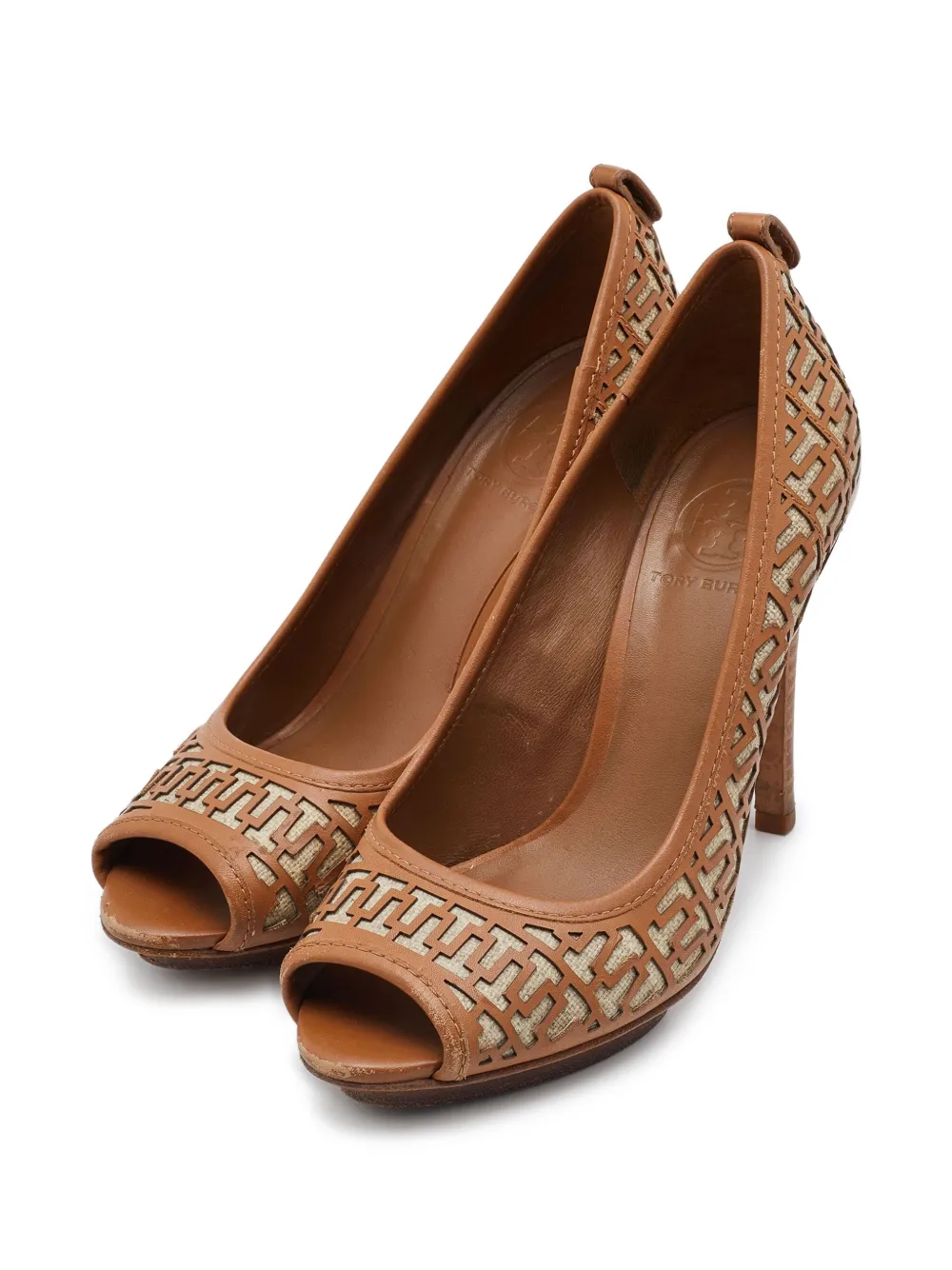Tory Burch Pre-owned 110 mm Regan pumps met open neus - Bruin