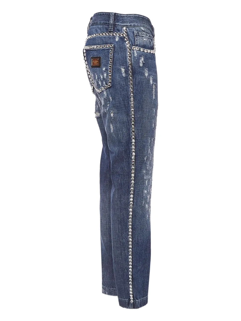 Dolce & Gabbana Pre-Owned Jeans verfraaid met kristallen - Blauw