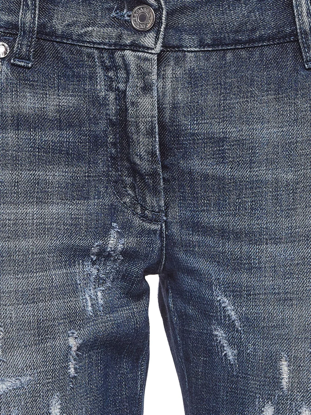 Pre-owned Dolce & Gabbana Crystal-embellished Straight-leg Jeans In Blue