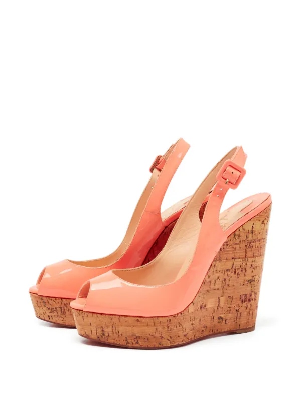 Christian Louboutin Pre-Owned エナメル ピープトゥ ウェッジサンダル 