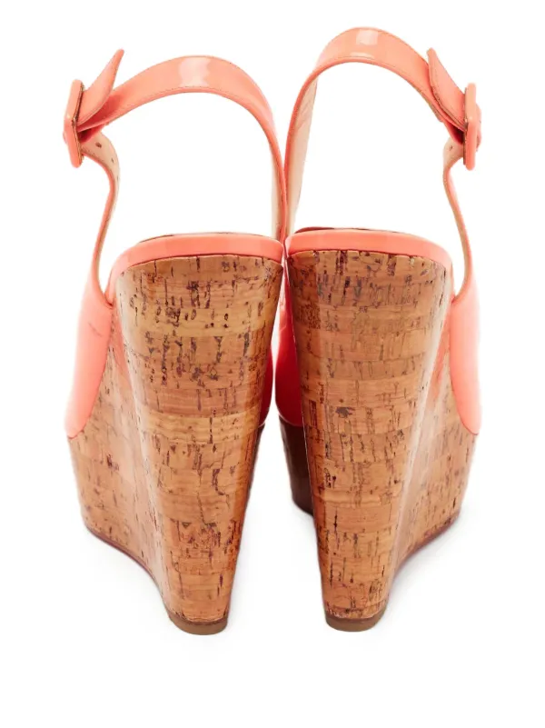 Christian Louboutin Pre-Owned エナメル ピープトゥ ウェッジサンダル 