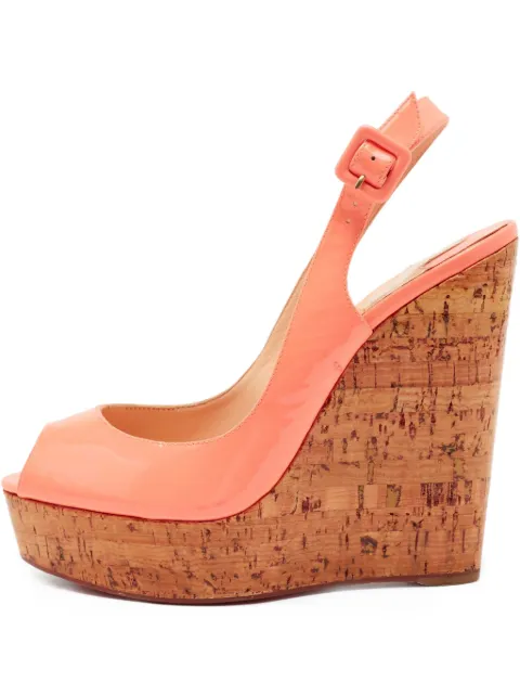Christian Louboutin Pre-Owned 140mm patent peep-toe wedge sandals