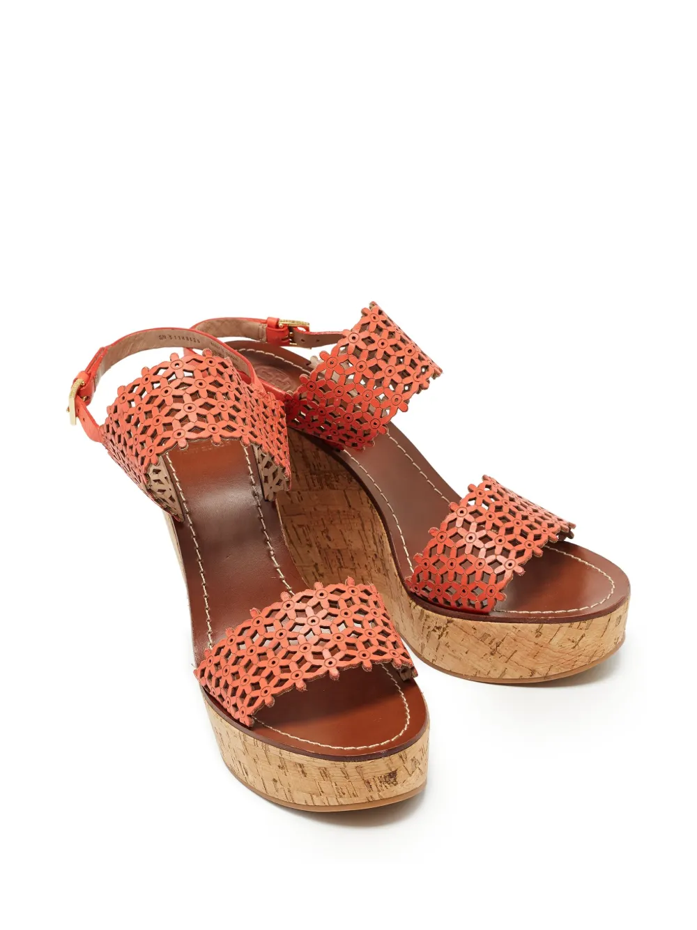 Tory Burch Pre-owned leren sandalen met sleehak - Oranje