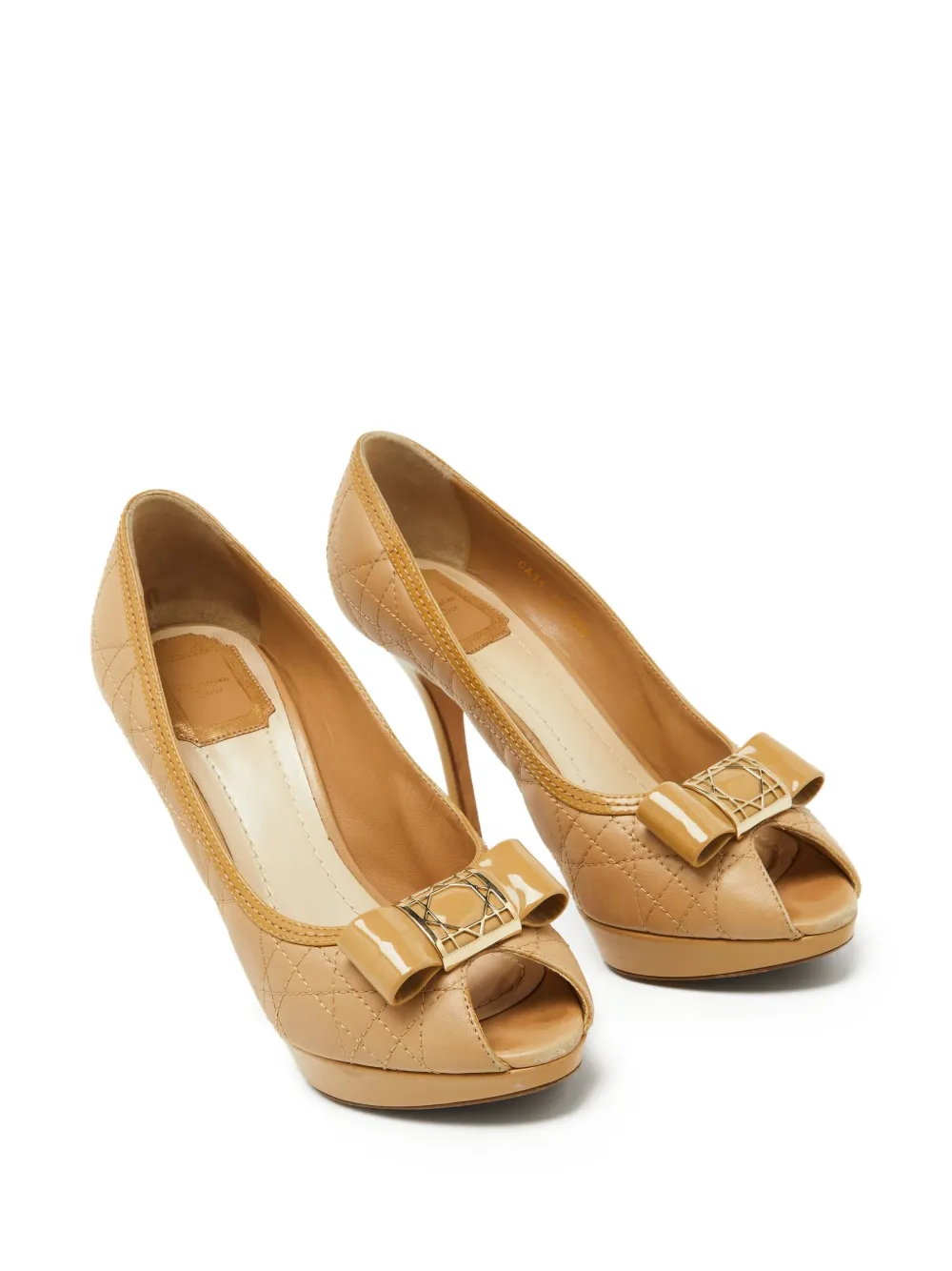 Christian Dior Pre-Owned 130 mm pumps met strikdetail - Beige