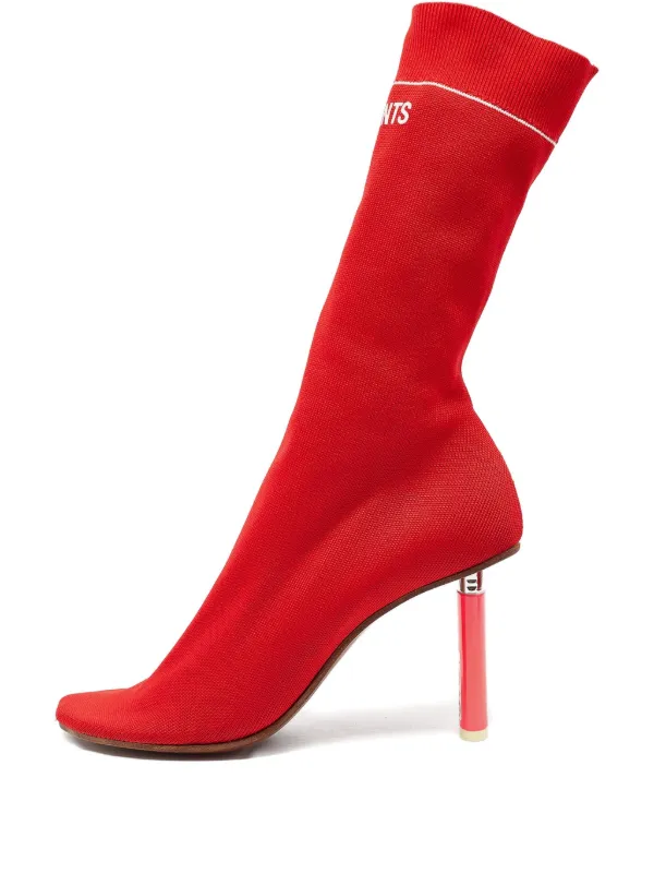 VETEMENTS 90mm Lipstick Knitted Boots Red FARFETCH JO