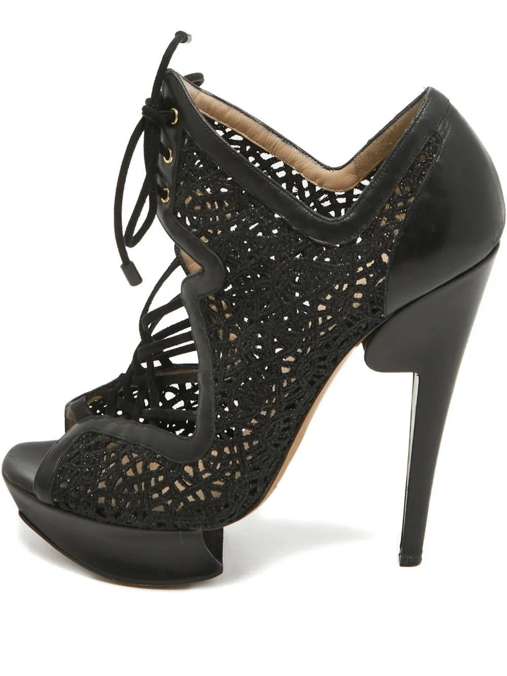 Pre-owned Nicholas Kirkwood 130mm  Lace Platform Booties