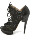 Nicholas Kirkwood 130MM pre-owned lace platform booties - Black