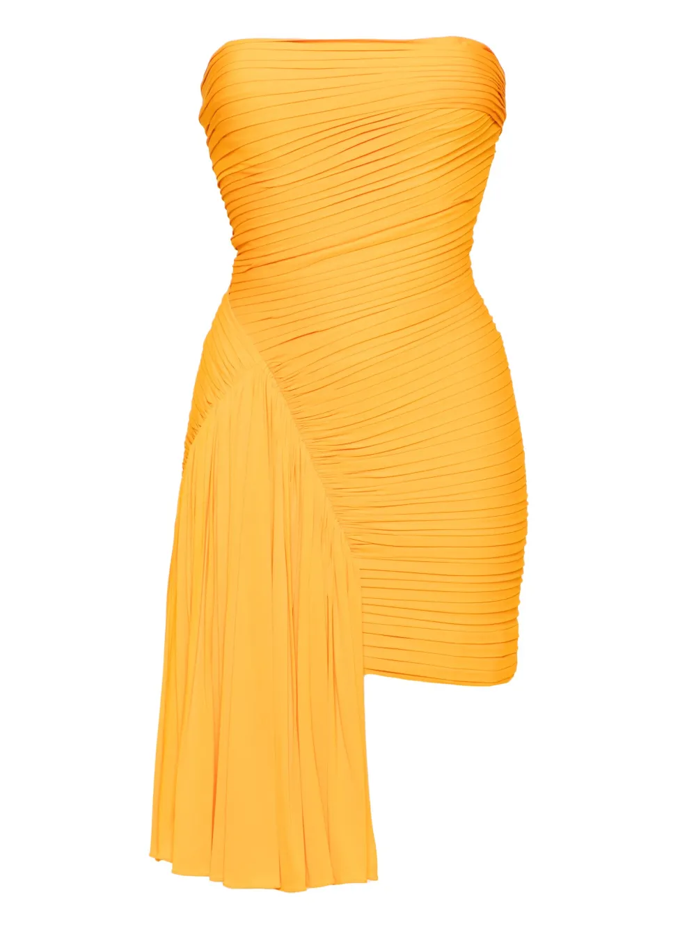 Herve L. Leroux strapless draped mini dress Geel