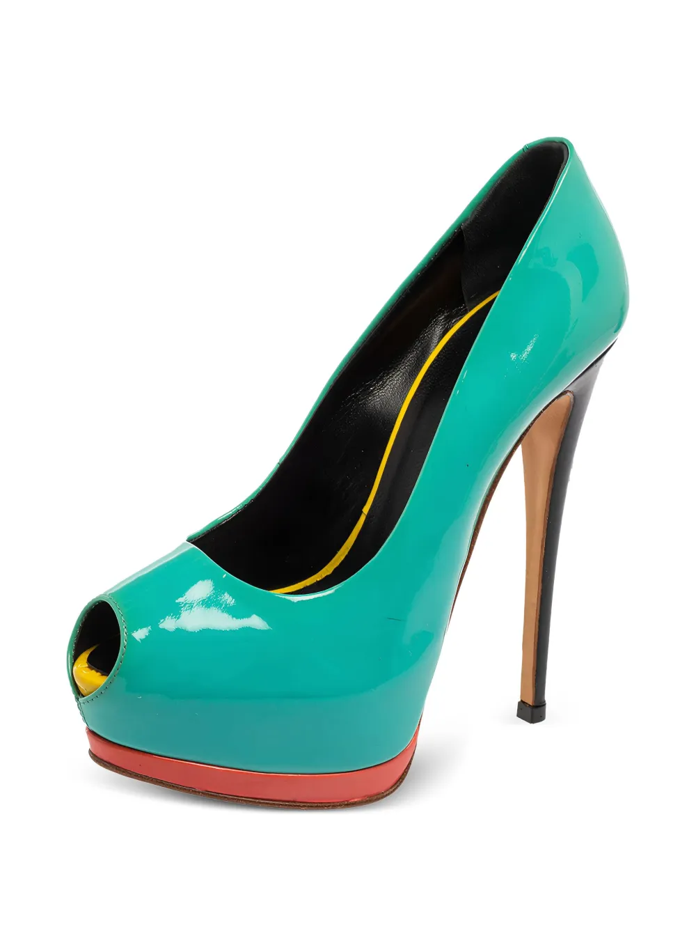 Giuseppe Zanotti Vintage 2023 pre-owned lakleren pumps met open neus - Groen