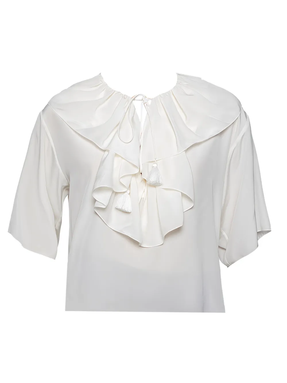 Chloé Pre-Owned Blusa in seta con ruches - Bianco