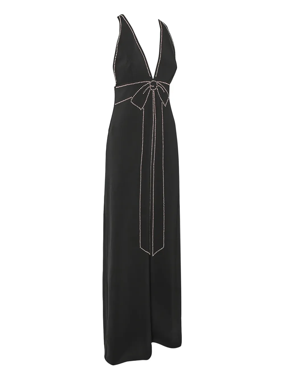 Moschino Pre-Owned Avondjurk verfraaid met strik en watervalhals - Zwart