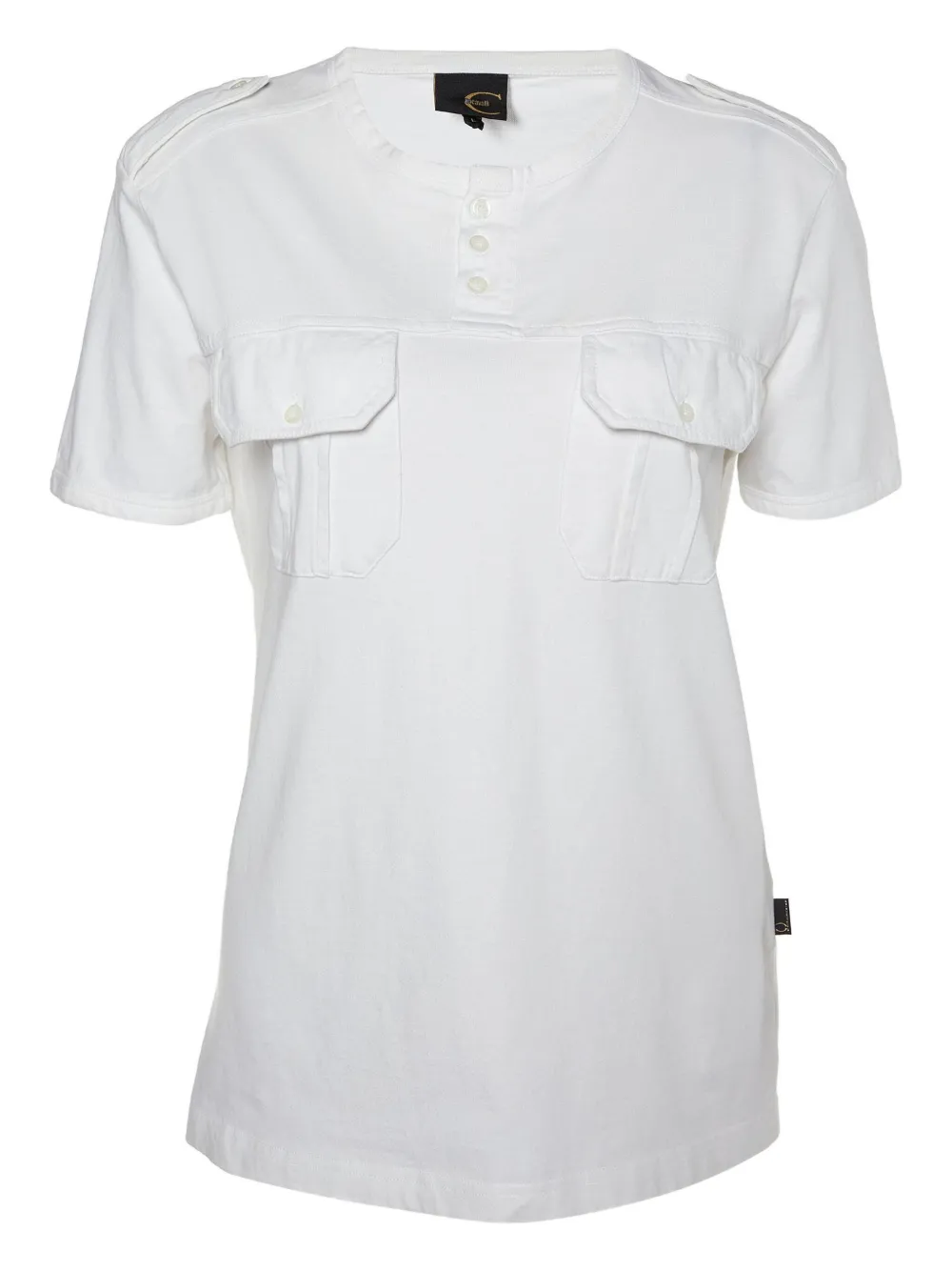 Just Cavalli Vintage 2024 ポケット ヘンリーネック Tシャツ - ホワイト Just Cavalli Vintage 2024 ポケット ヘンリーネック Tシャツ - ホワイト