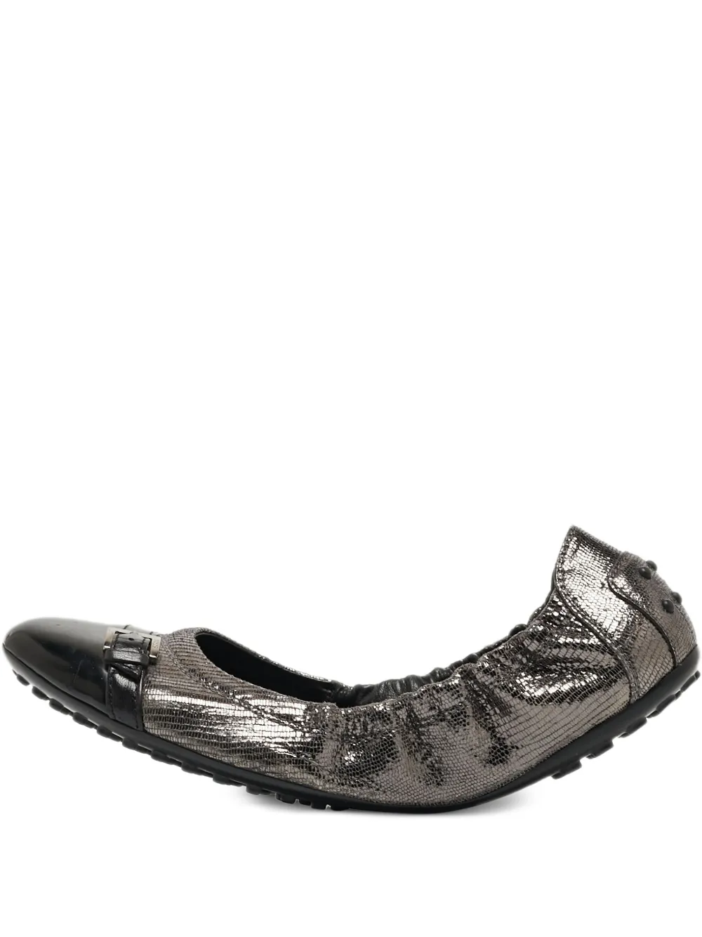Tod's Vintage メタリックレザー フラットシューズ - シルバートーン Tod's Vintage メタリックレザー フラットシューズ - シルバートーン