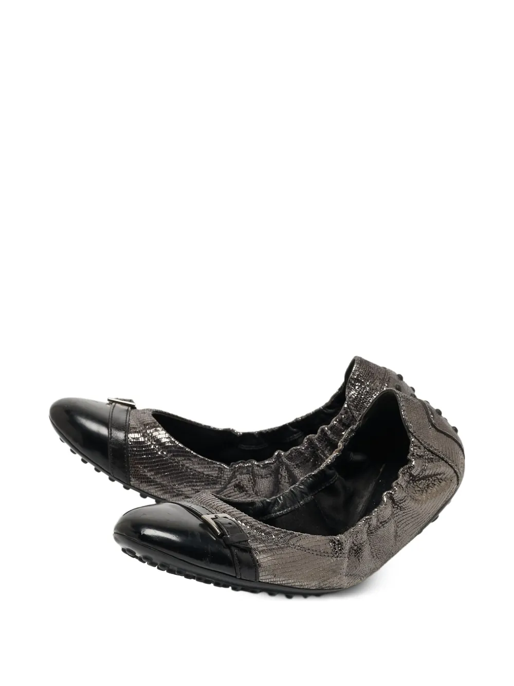 Tod's Vintage Leren ballerina's met metallic-effect - Zilver