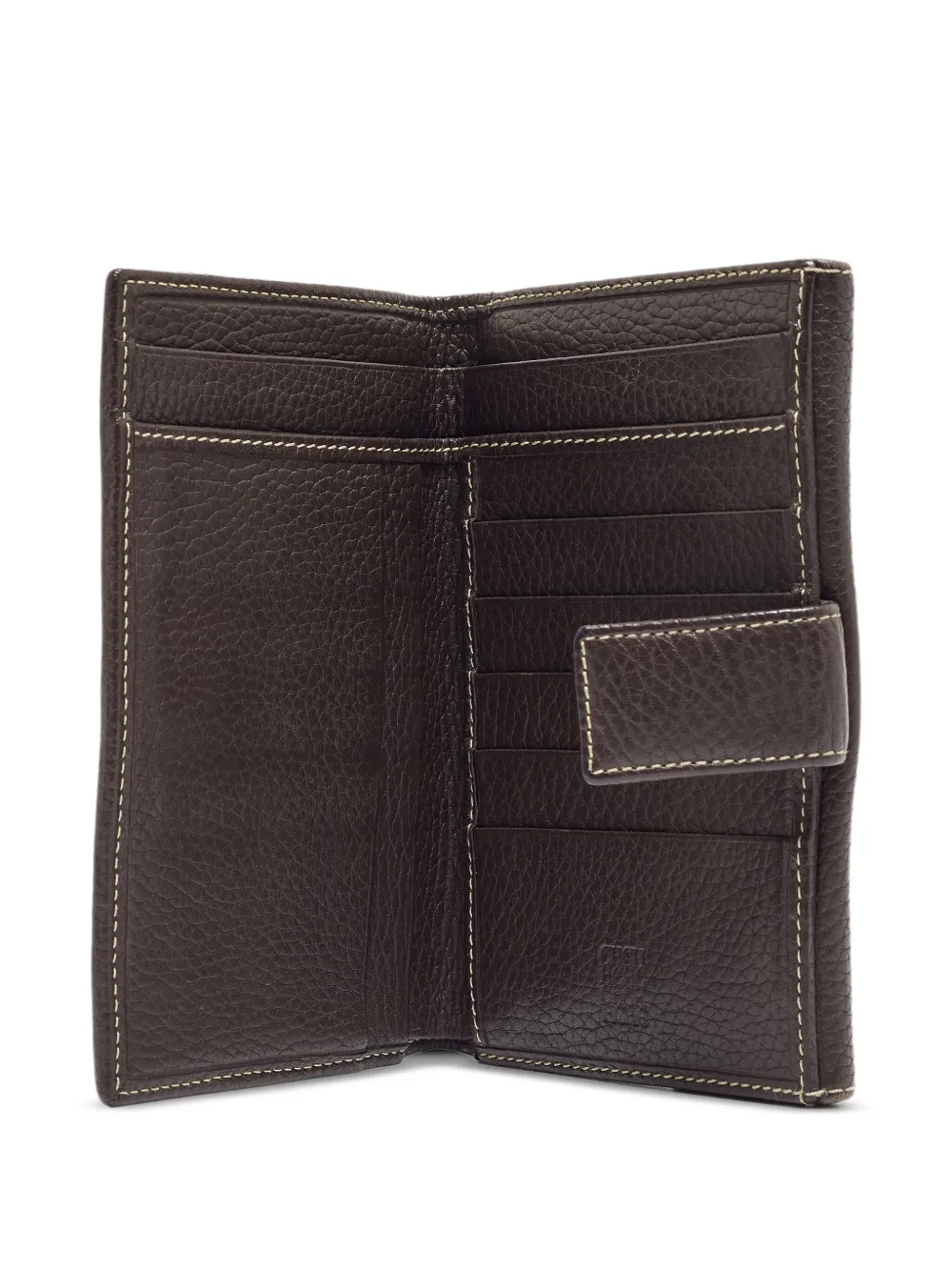 Pre-owned Carolina Herrera Vintage  Logo-stitched Leather Wallet In Brown