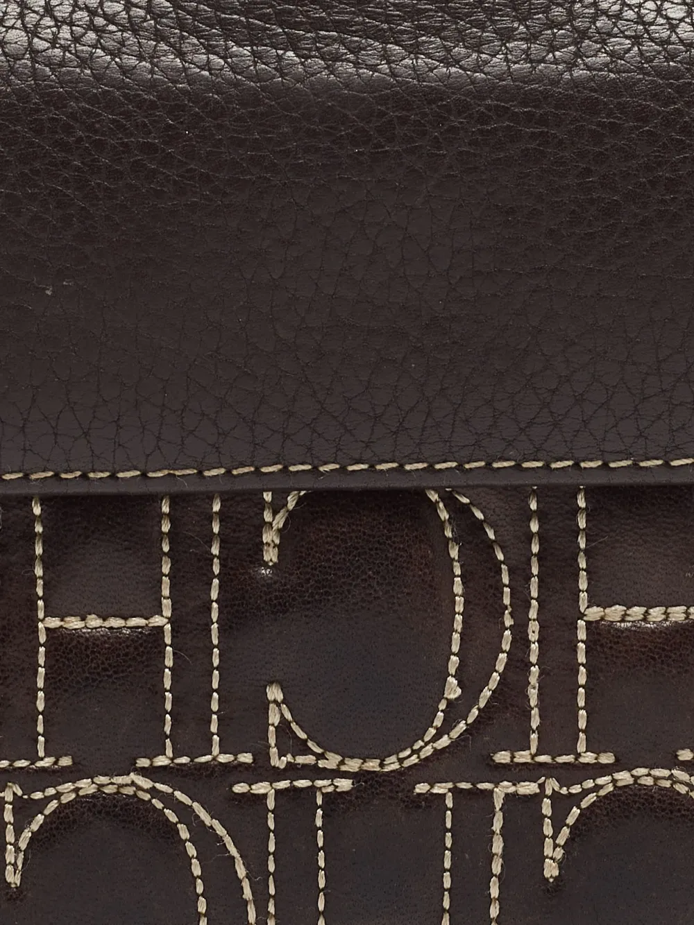 Pre-owned Carolina Herrera Vintage  Logo-stitched Leather Wallet In Brown