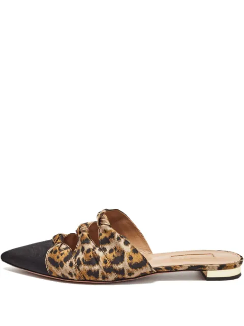 Aquazzura Pre-Owned 레오파드 프린트 뮬